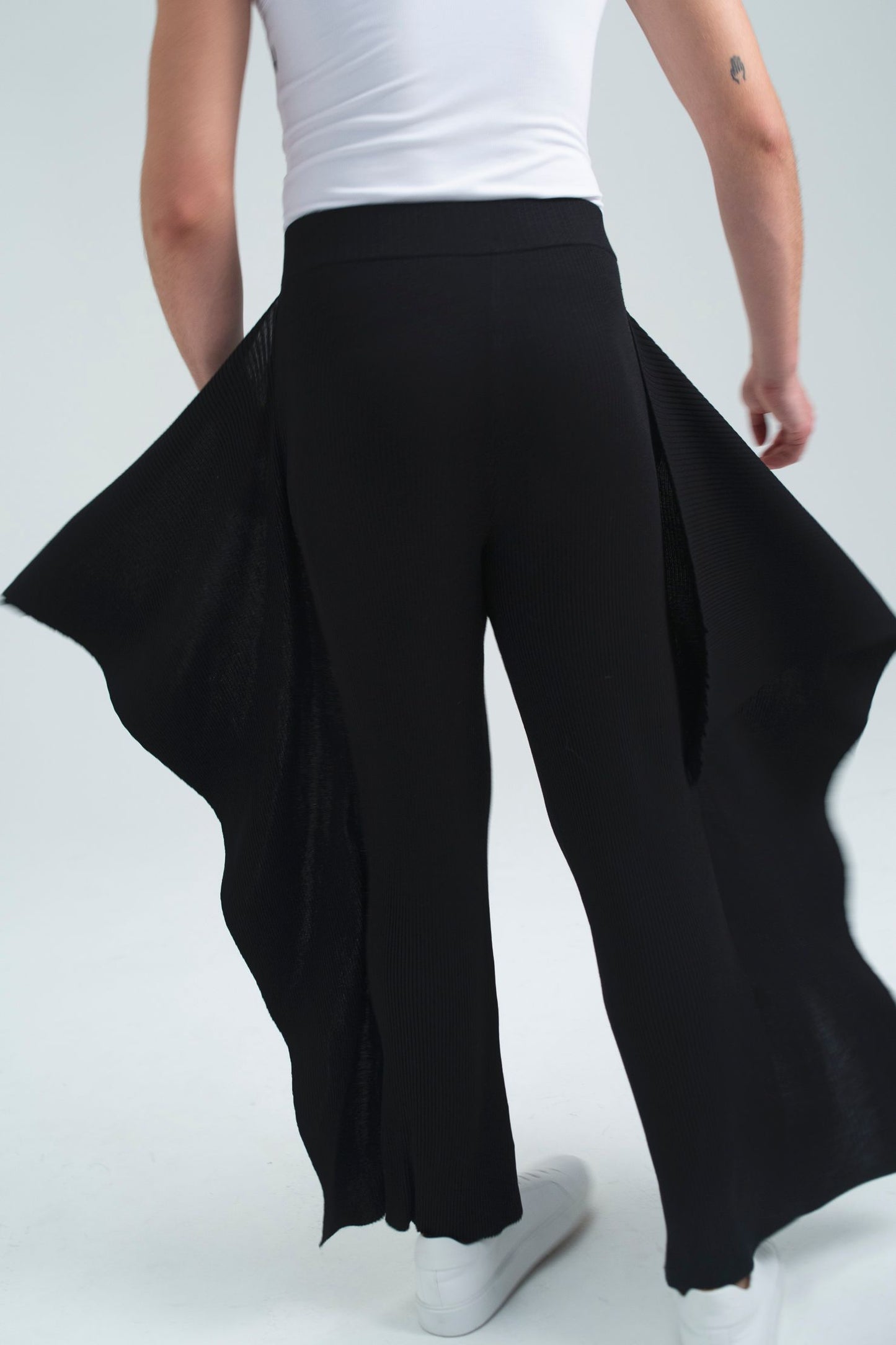 FANG: Knitted Flared Pants with Side Panels