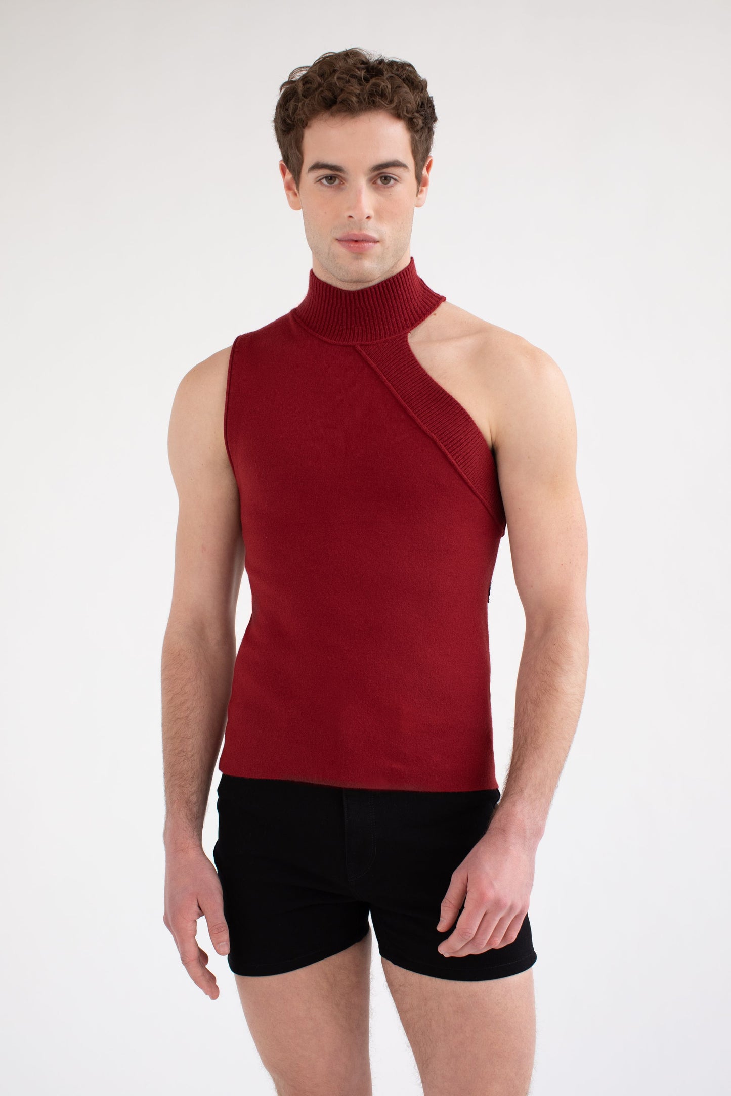FANG: Asymmetrical Turtleneck Knit Tank