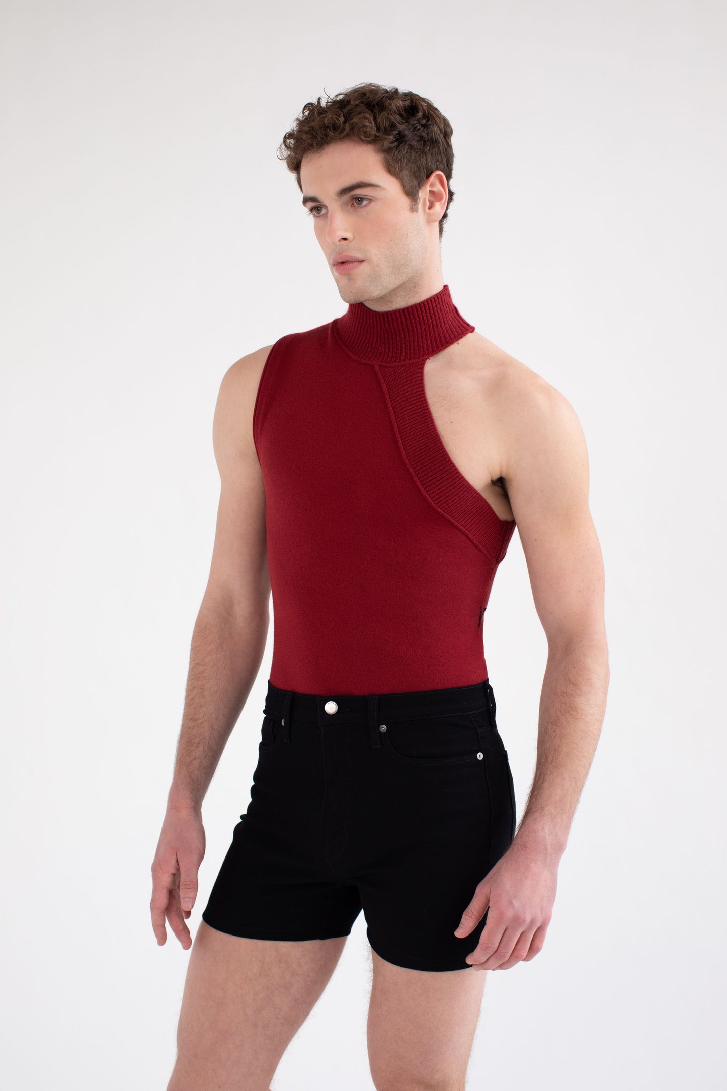 FANG: Asymmetrical Turtleneck Knit Tank