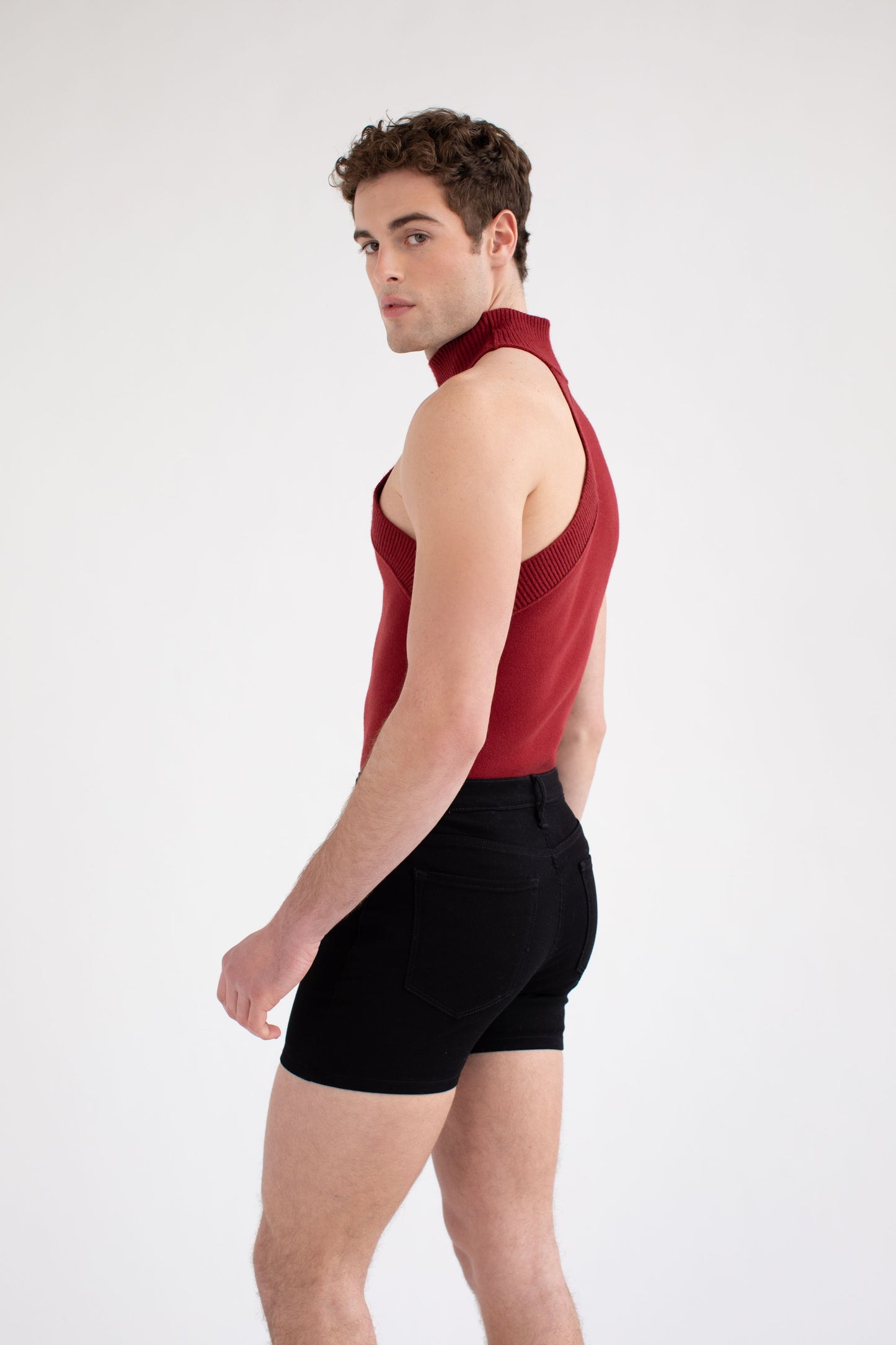 FANG: Asymmetrical Turtleneck Knit Tank