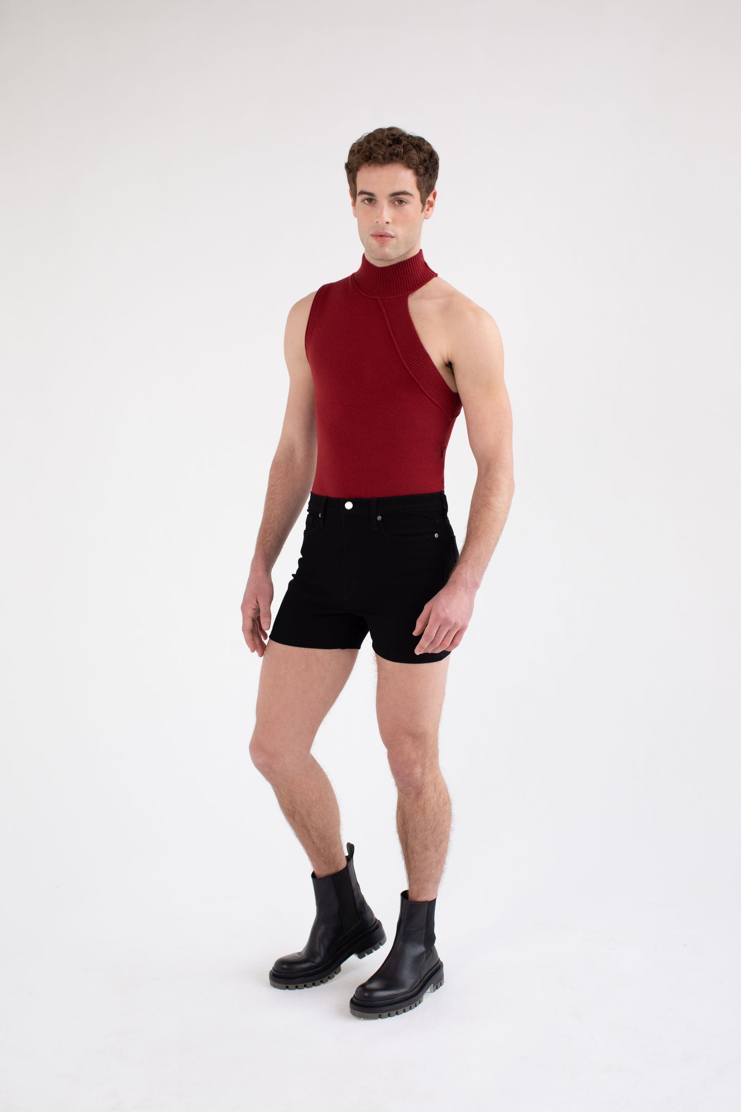 FANG: Asymmetrical Turtleneck Knit Tank