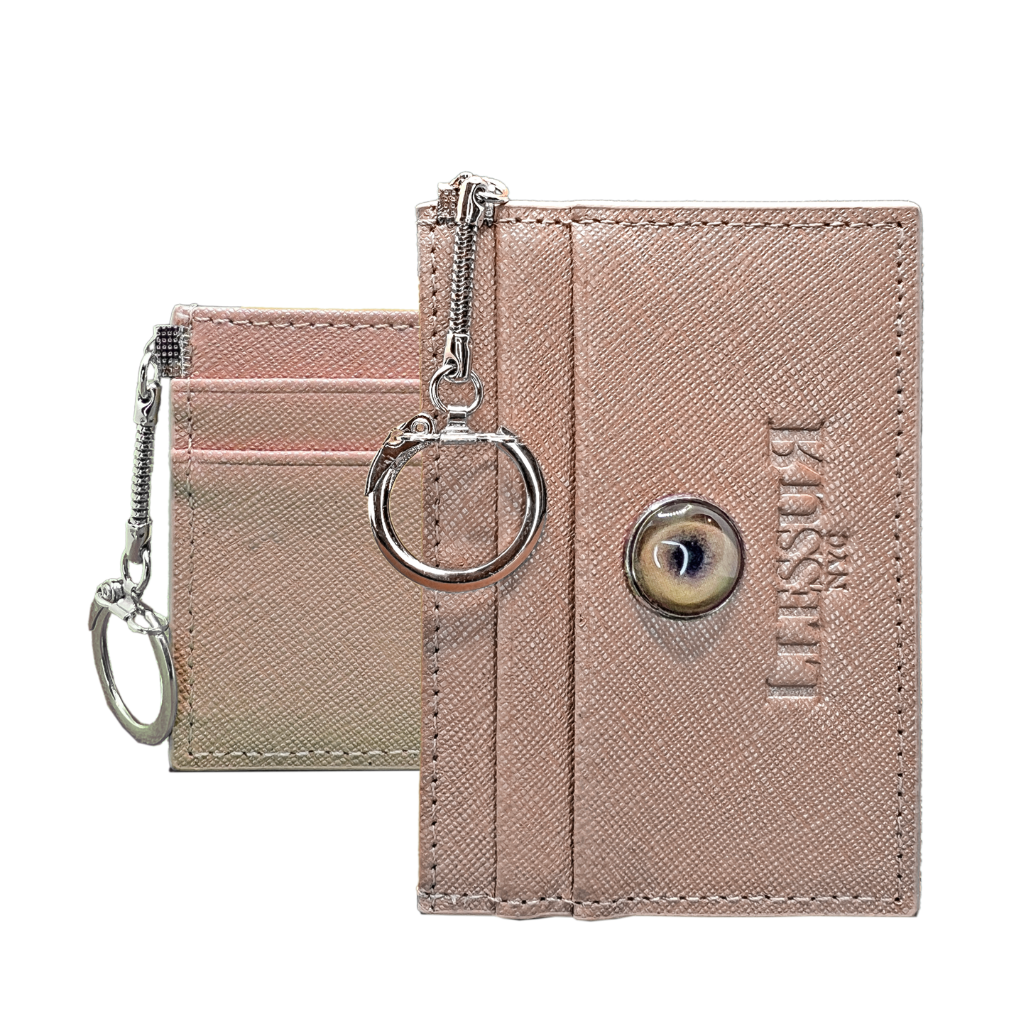 LLESSUR NYC: Evil Eye Embellished Cardholder with Keychain Ring
