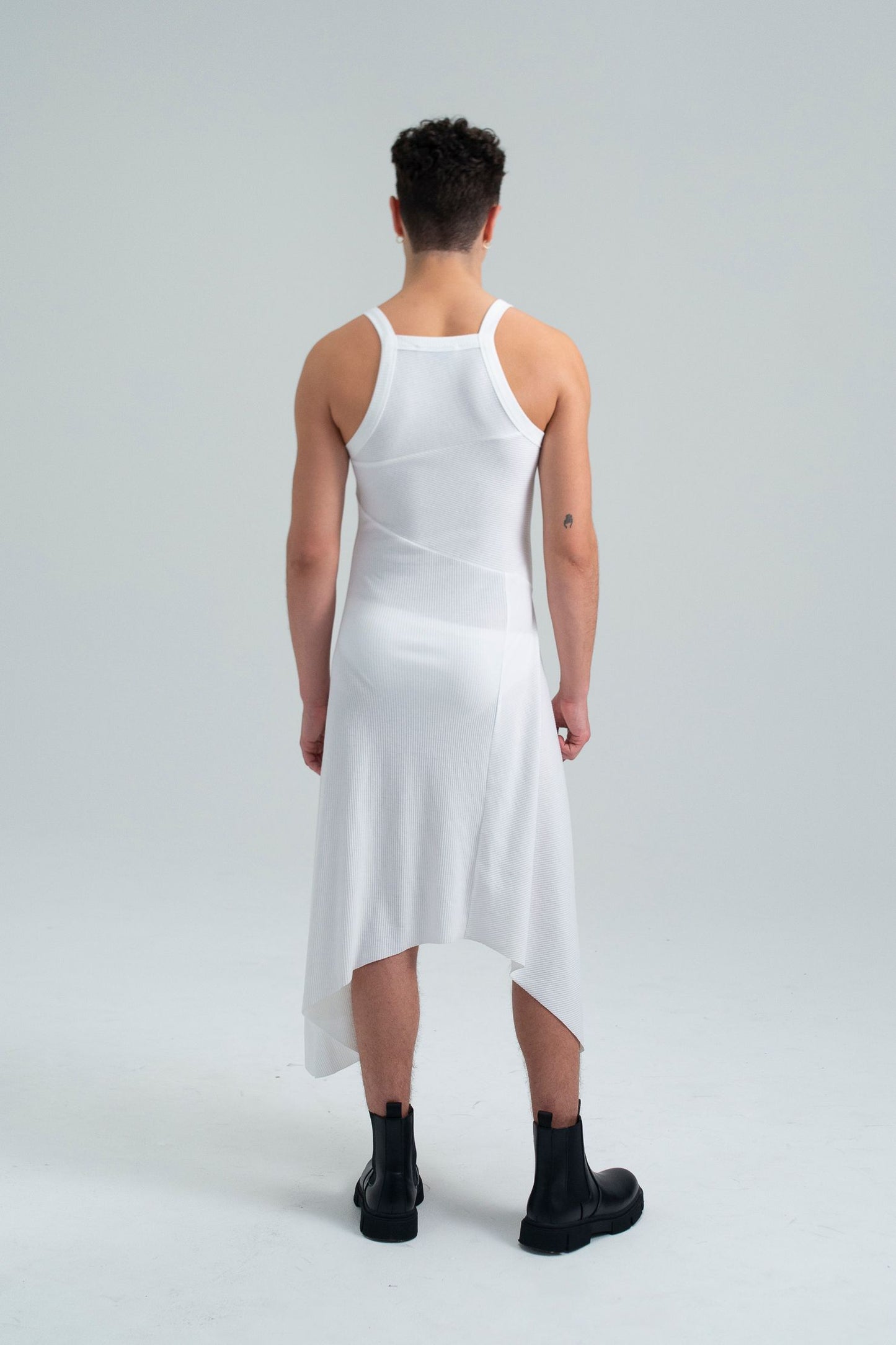 FANG: Square Neck Ribbed Dress