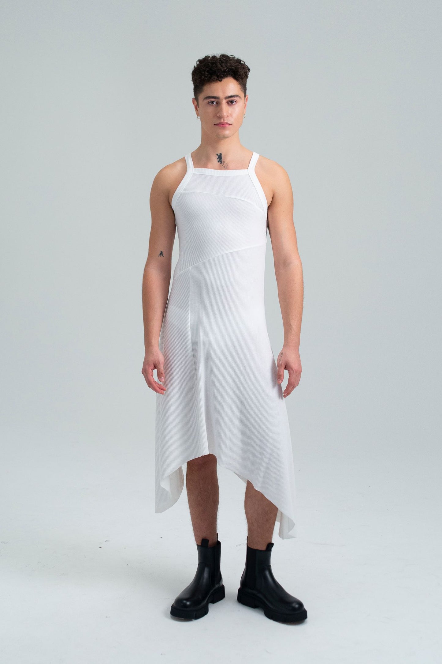 FANG: Square Neck Ribbed Dress