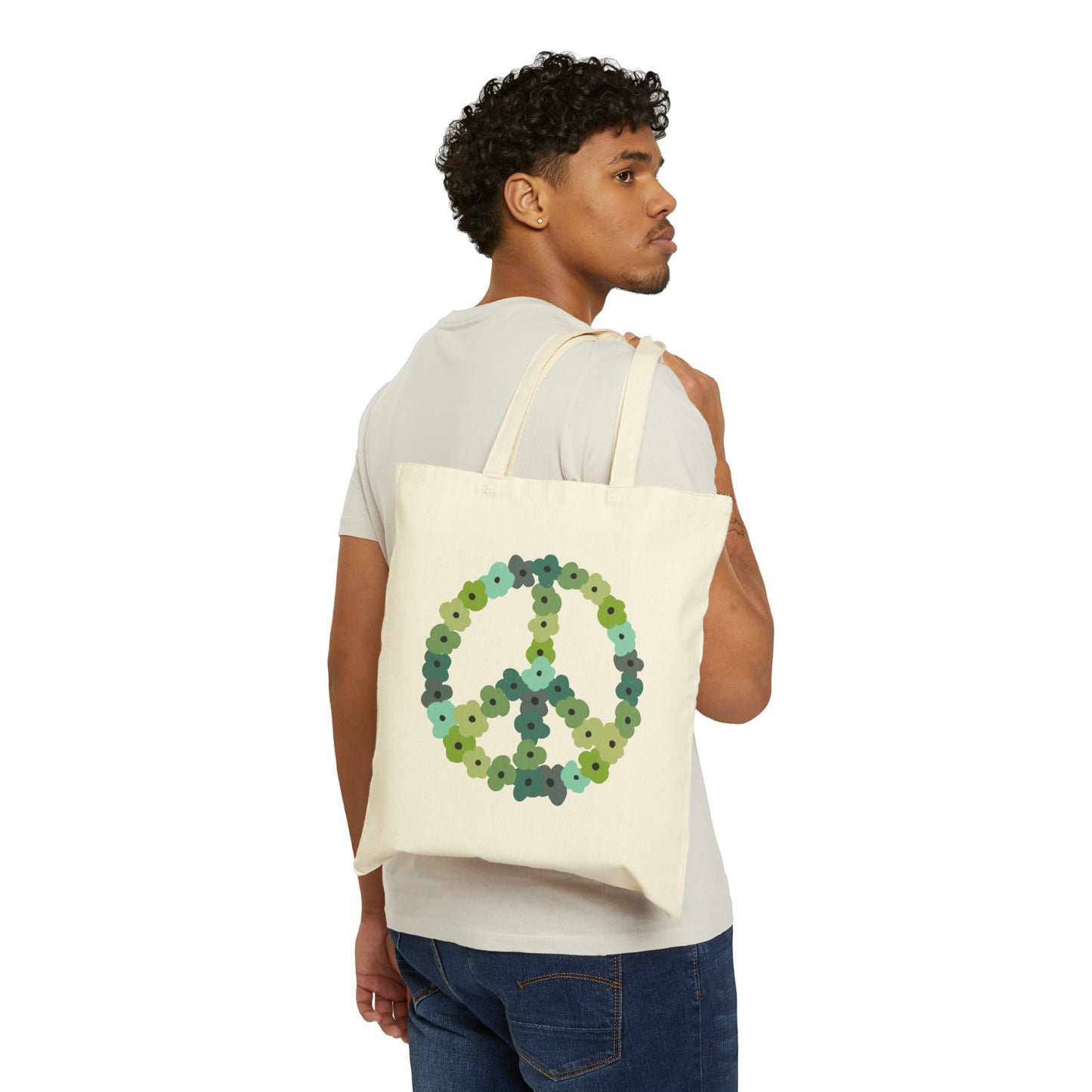 Green Poppy Peace Sign Tote Bag