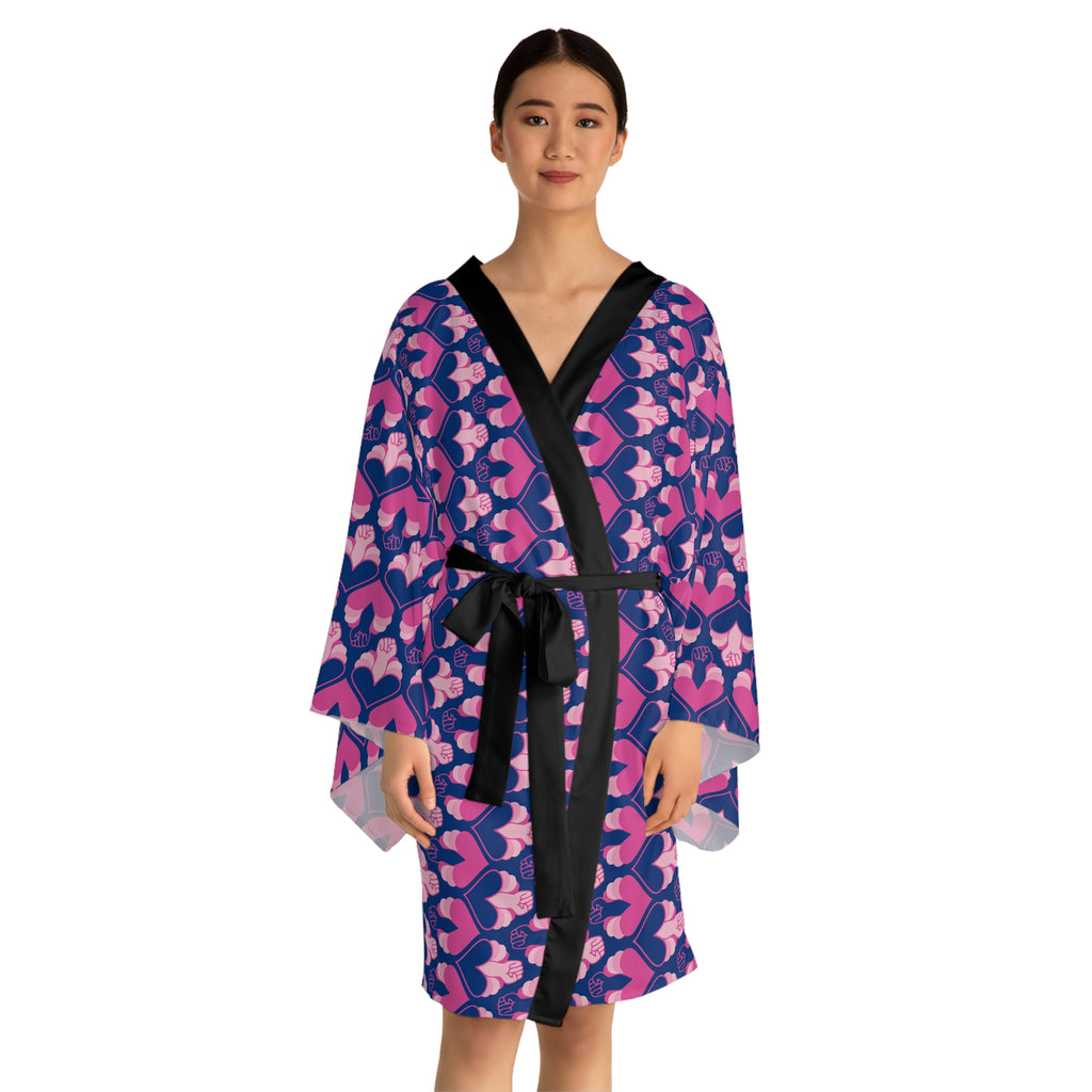 Hearts Long Sleeve Kimono Robe