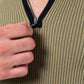 FANG: Long Sleeve Knitted Polo with Exposed Zipper